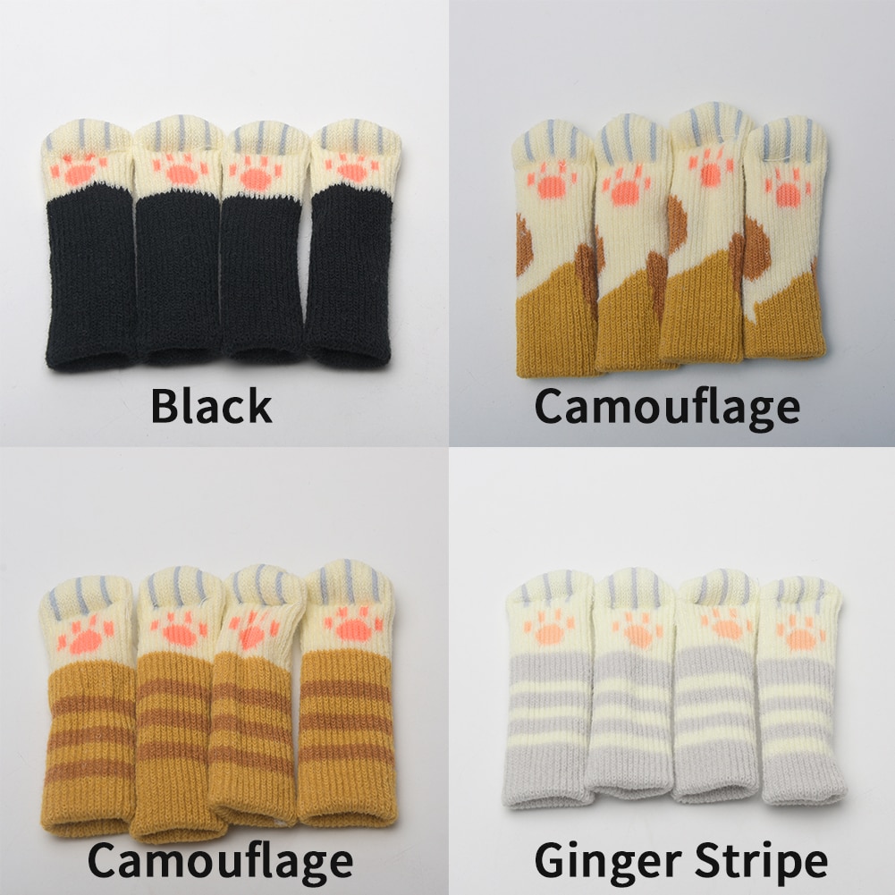4 pièces chaussons de chaise manchon chaises tricotées jambes couverture pattes de chat chaises de protection jambe chaussettes Table étage antidérapant protecteur