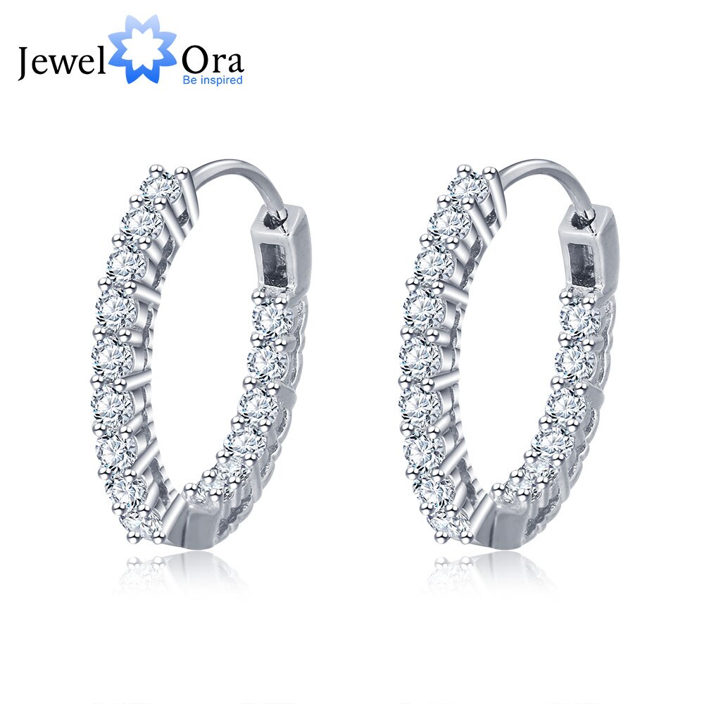 Trendy 925 sterlingsølv øreringe til kvinder funklende cubic zirconia bryllup smykker til piger (jewelora  ea101739)