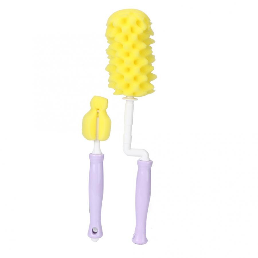2 teile/satz Schwamm Baby Milch Flasche Reinigung Pinsel 360 Grad Griff Flasche Pinsel Reiniger Pinsel Tool Kit Flasche Accesssory: Default Title