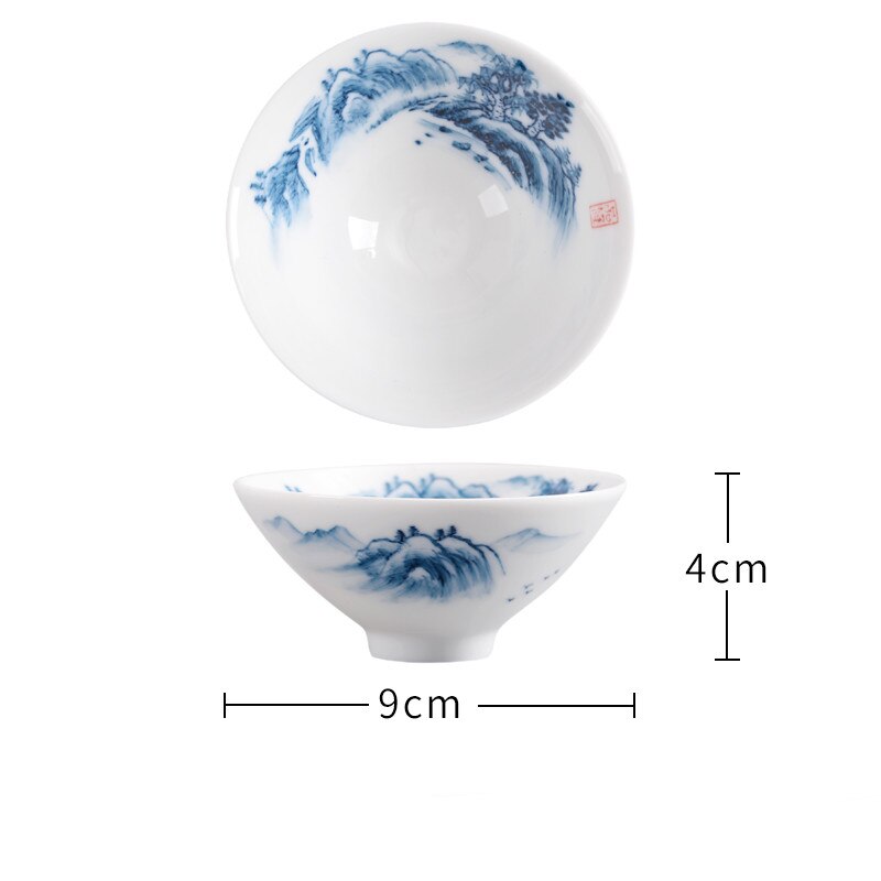 2 Teile/satz Chinesische Hand Bemalt Keramik Teetasse Haushalt Meister Tee Schüssel Einzigen Tasse Getränk Handgemachte Tee-einstellen Kegel Teetassen: C