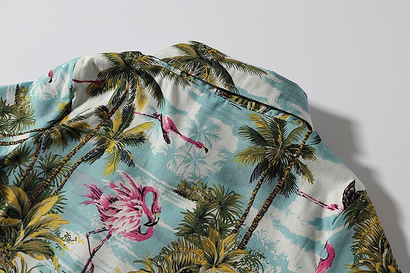 Camiseta de manga corta con estampado de flamenco para niño, camisa de playa con solapa, botones estampados, ropa de verano para vacaciones en la playa, 1-6 años