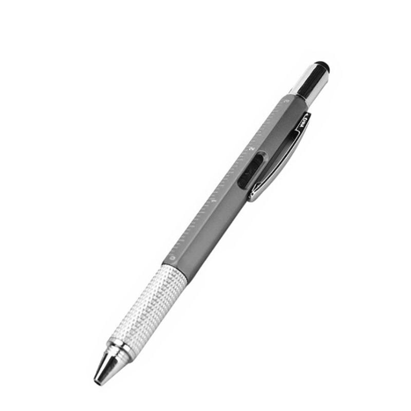 Stylo Multifonction 7 En 1 - Stylo Bille Noir/bleu, Tournevis, Stylet, Règle, Niveau à Bulle - Idéal Poche Et Cadeau
