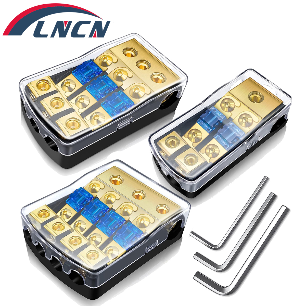 Portafusibile mini ANL a 2/3/4 gareggiare, in rame da 0/2/4 a 4/6/8 calibro Blocco di distribuzione fusibili da 60 A per amplificatore Audio stereo per auto