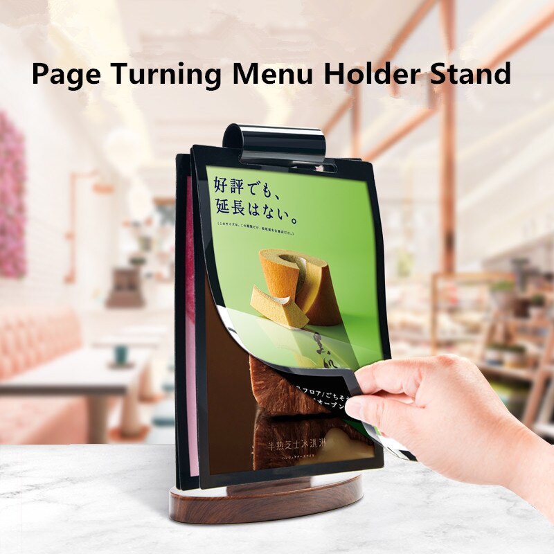 A6 Double Side Wood Table Top Restaurant Menu Display Stand Ad Frame Sign Card Holder Stand