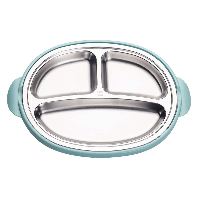 304 Stainless Steel Children's Home Dining Plate Cute Cartoon Tableware Partition Plate Baby Eating Partition Plate Fruit Plate