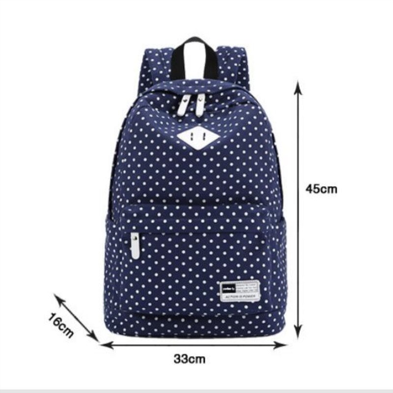 Ladsoul Lichtgewicht Casual Dagrugzak Canvas Polka Dot Rugzak 14 "-15" Laptop Pc Schooltas Voor Tiener Meisjes CD5588/H