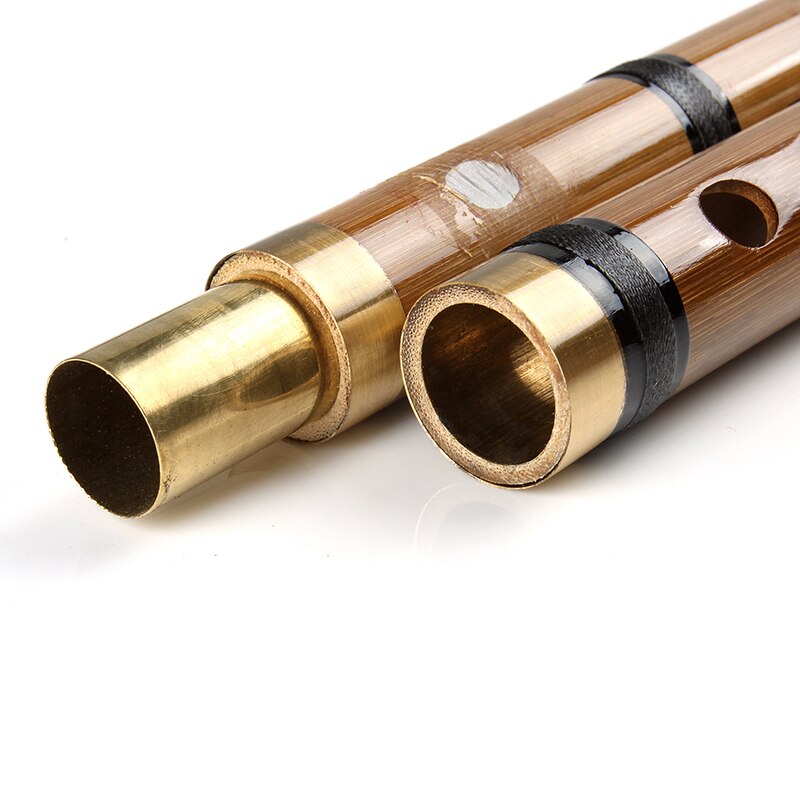 Bamboo Flute with Black Line Traditional Chinese Handmade Woodwind Musical Instrument Supply Fingering chart: D key 2 section