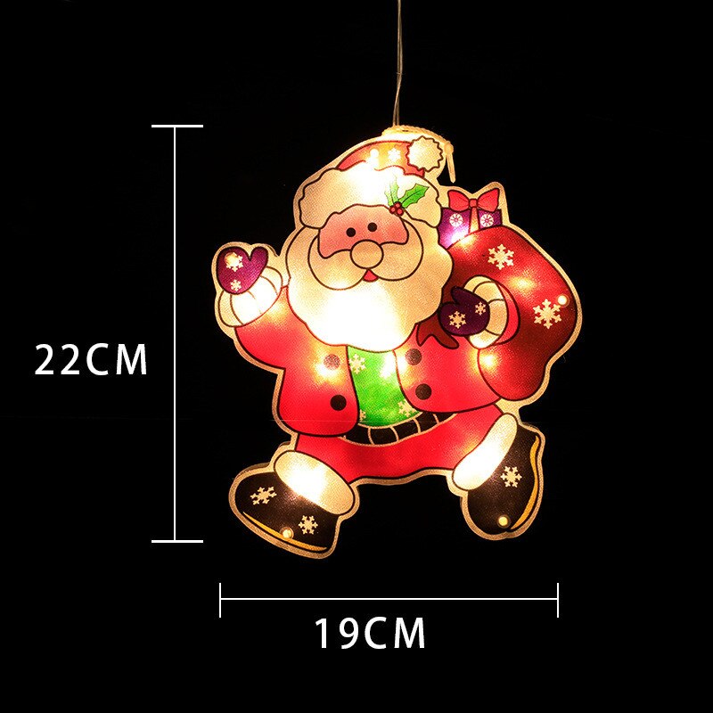 Kerstkamer glazen raam versierd met sterrenverlichting, lamp met zuignap, gekleurde lamp, hanglamp, kerstman sfeerdecoratie: Hanglamp 02