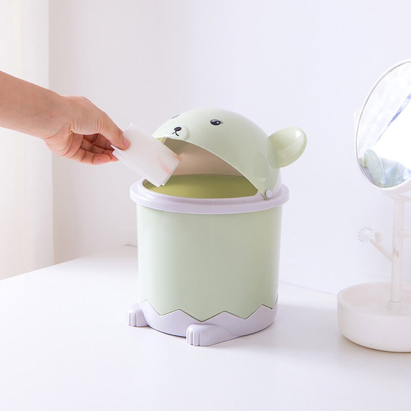 1pc Premium Desktop Dustbin Home Garbage Box with Lid Car Trash Can Panda Pattern Garbage Cans Desktop Bin for Office