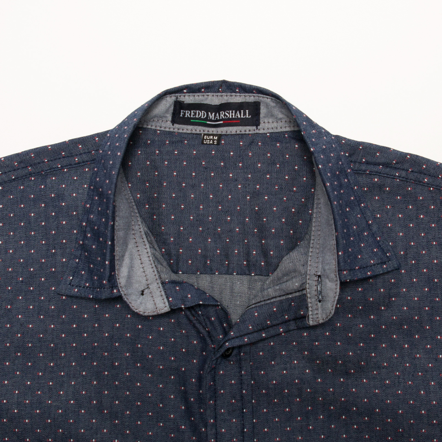 large size men's denim long sleeve shirt polka dot shirt