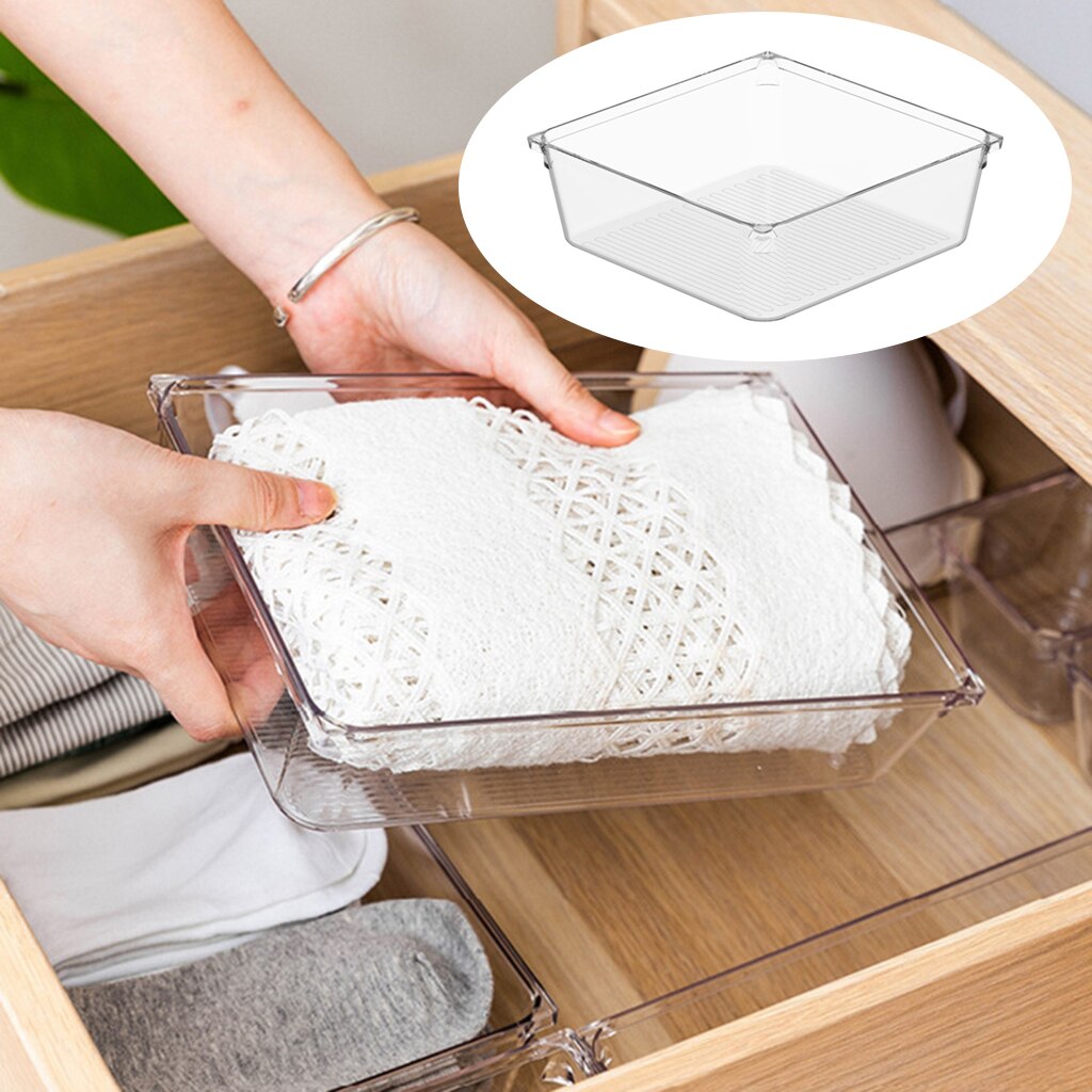 Plastic Stackable Drawer Organizer Cabinet Makeup Stationery Divider Storage: 15.3x15.3x5.2cm