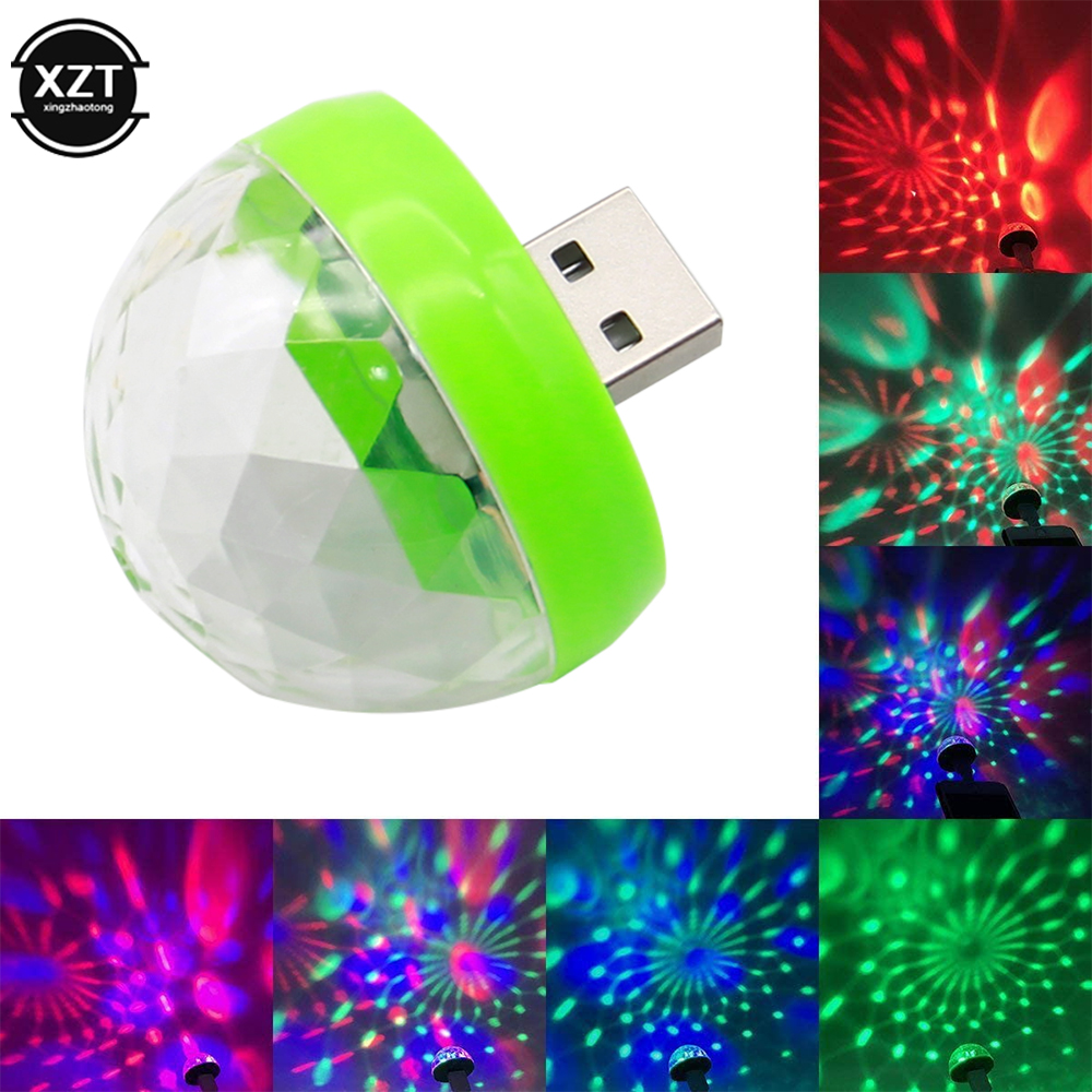 Luz de ambiente de coche controlado por voz por USB, lámpara de escenario para DJ, Bola de discoteca, para teléfono Android de Apple