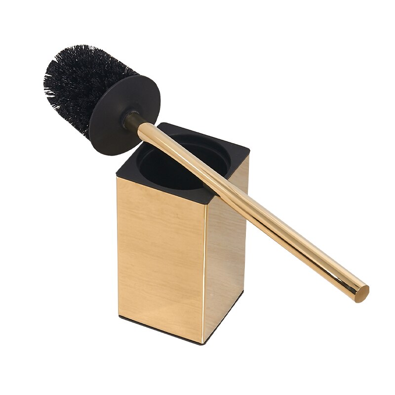 Porte-brosse de toilette mural Vertical doré avec brosse de toilette en acier inoxydable bross304 Kit de nettoyage de brosse de toilette noir Nickel