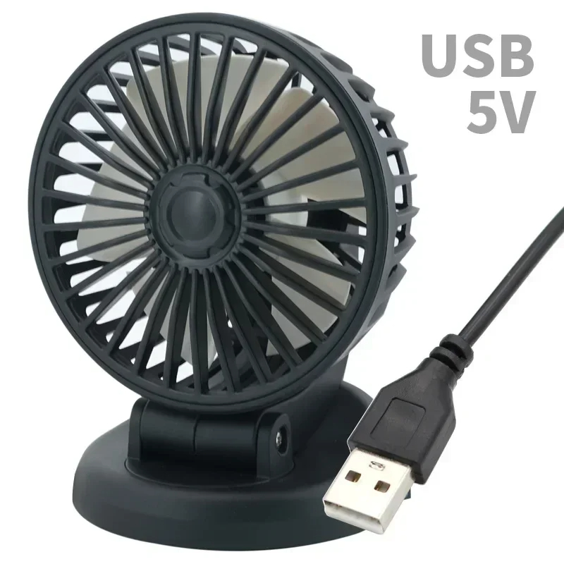 Bilvifte kjøling bil elektrisk vifte 360 ° justerbar 3 hoder usb /12v/24v vifte 2 hastighet stille kjøler for dashbord bobil lastebil suv: Sølv