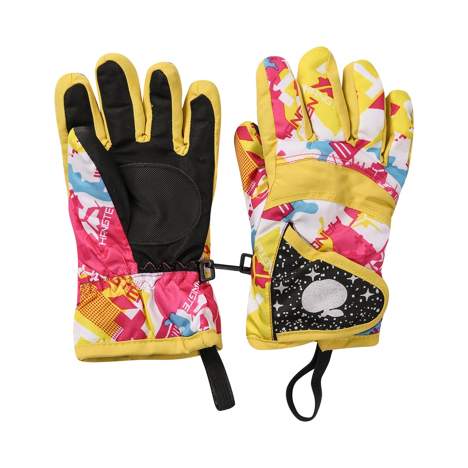 Childrens Handschoenen Leuke Print Winter Winddicht Warm Outdoor Sport Handschoenen Voor Skiën Klimmen Hardlopen Fietsen: Yellow 4T