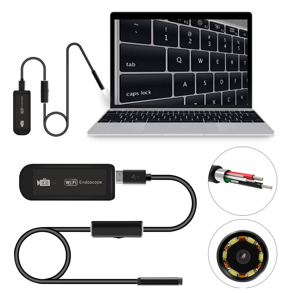 8mm Smartphone Tragbare flexibel Endoskop Mit 6LED Multifunktionale kabellos HD Wasserdichte Hause WIFI Endoskop Schlange Kamera: 3.5m