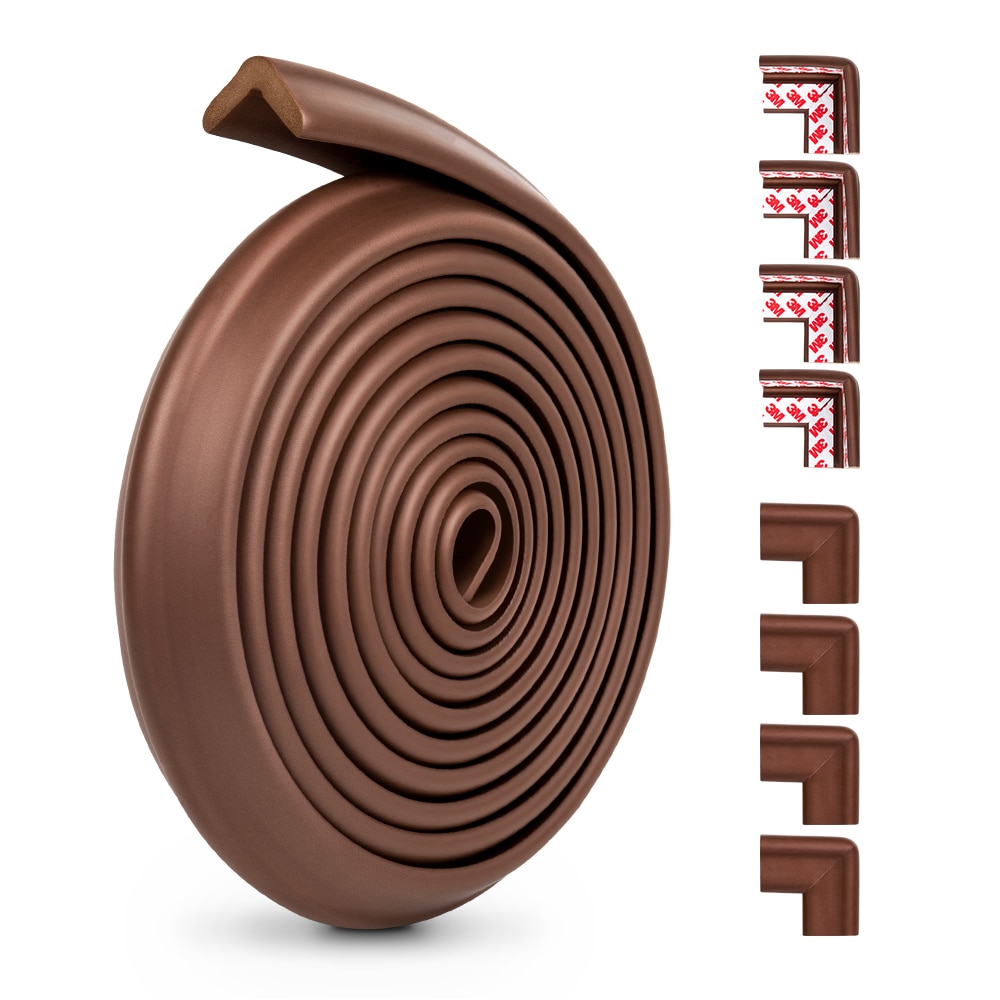 Orzbow proteção de canto para crianças, proteção de canto 5m para bebês proteção para casa protetor de borda amortecedor para móveis infantis: Marrom