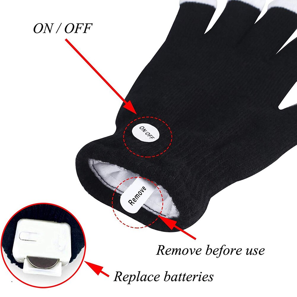 1 paar LED Blinklicht hoch Handschuhe glühend Blinkt für Erwachsene Weihnachten Party J55: A