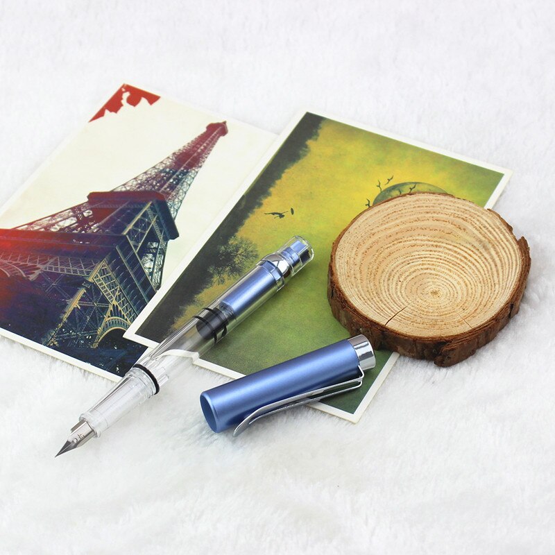 WING SUNG 3008 0.5mm Transparent Fountain Pen 9 Color Pick Fountain Pens Writing Portable Caneta Office School Supplies: X / 0.38mm