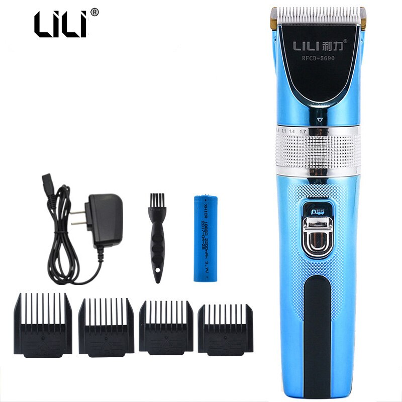 110-240V HairClipper Trimer Haircut Machine 2200mA Li-on battery Electric Hair clipper comb LCD Display: Blue