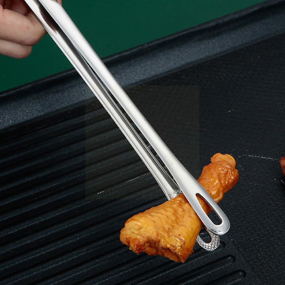 Steel Food Tongs Long Handle Non-slip Barbecue Tongs Steak Access Tools Clamp Pastry Kitchen Bread Cooking Tongs Clip T0e0