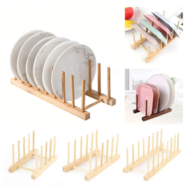Soporte de madera multifunción, tapa de plato de cocina, soporte de drenaje, organizador de artículos diversos de cocina, estante para tazas, mesa, exhibición de libros
