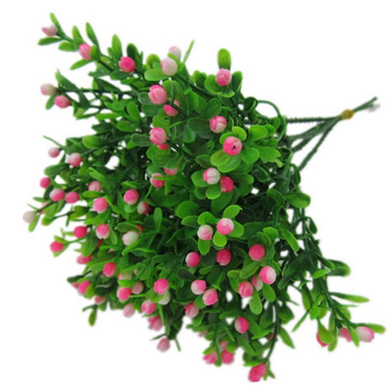 Groene Kunstmatige Bloem Simulatie Milan Kleine Boeket Plastic Plant Bloemen Voor Bruiloft Thuis Office Party Decoratie Art: PK