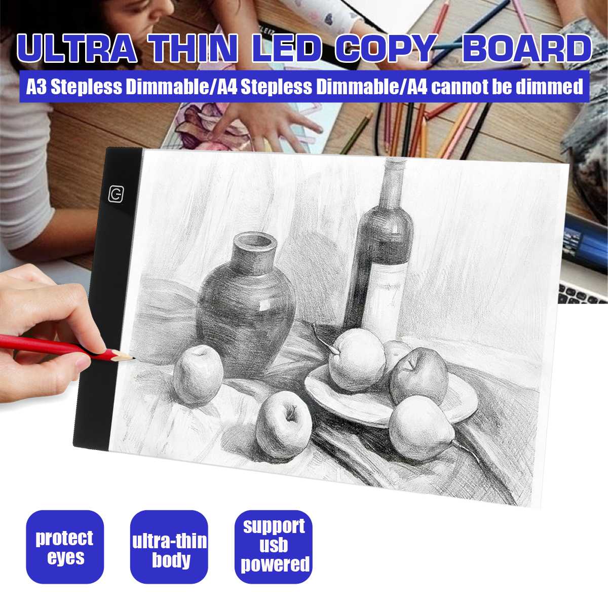 LED Diamond Painting Light Pad Board A3 A4 Drawing Graphic Tablet Box Stepless Dimmable Diamond Painting Accessories Tool Kits