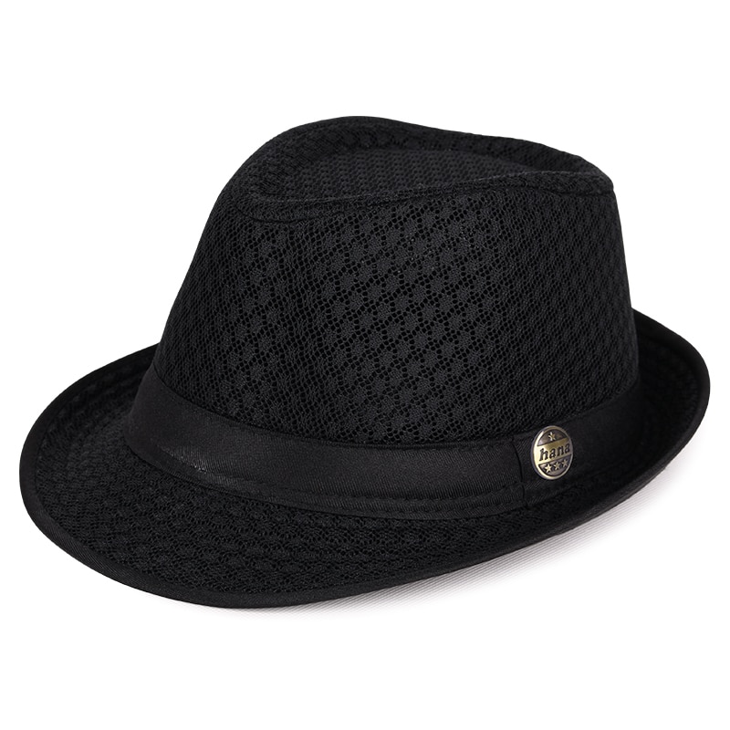 Män och kvinnor utomhus andningsbar mesh solhatt vuxen sommar plus size fedora hattar 56-58cm 58-60cm: Svart / 56-58cm