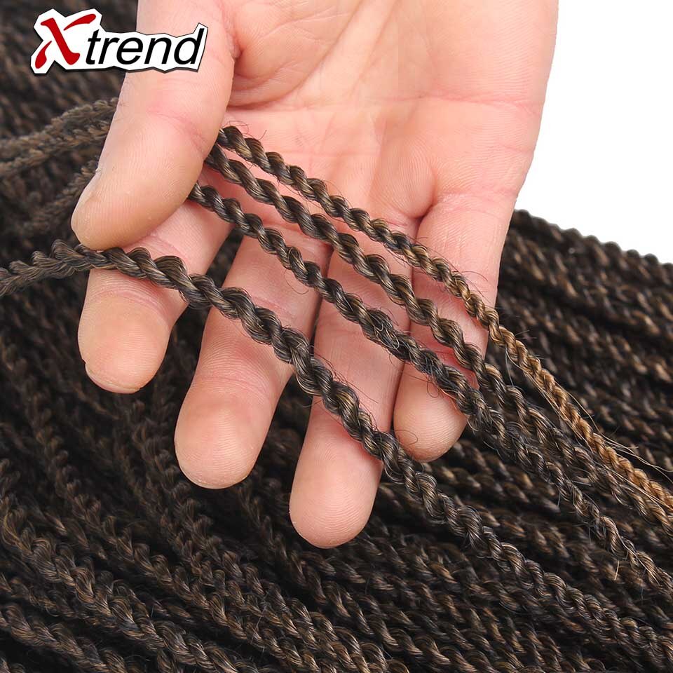 Xtrend senegalés giro Crochet trenza sintética extensiones de cabello 16 pulgadas 60 hilos por paquete Ombre negro marrón giros trenzas