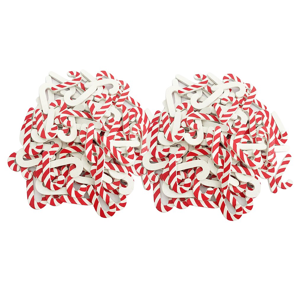 100pcs Candy Cane Walking Stick Wooden Shapes Ornament Scrapbook Embellishment for Art Craft Making Decoration