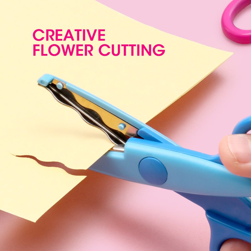 M&G SAFE Plastic Kids Scissors Children Flower Cutting Mini Andstal Paper Scissor Folding Craft Scissor for School Supplies