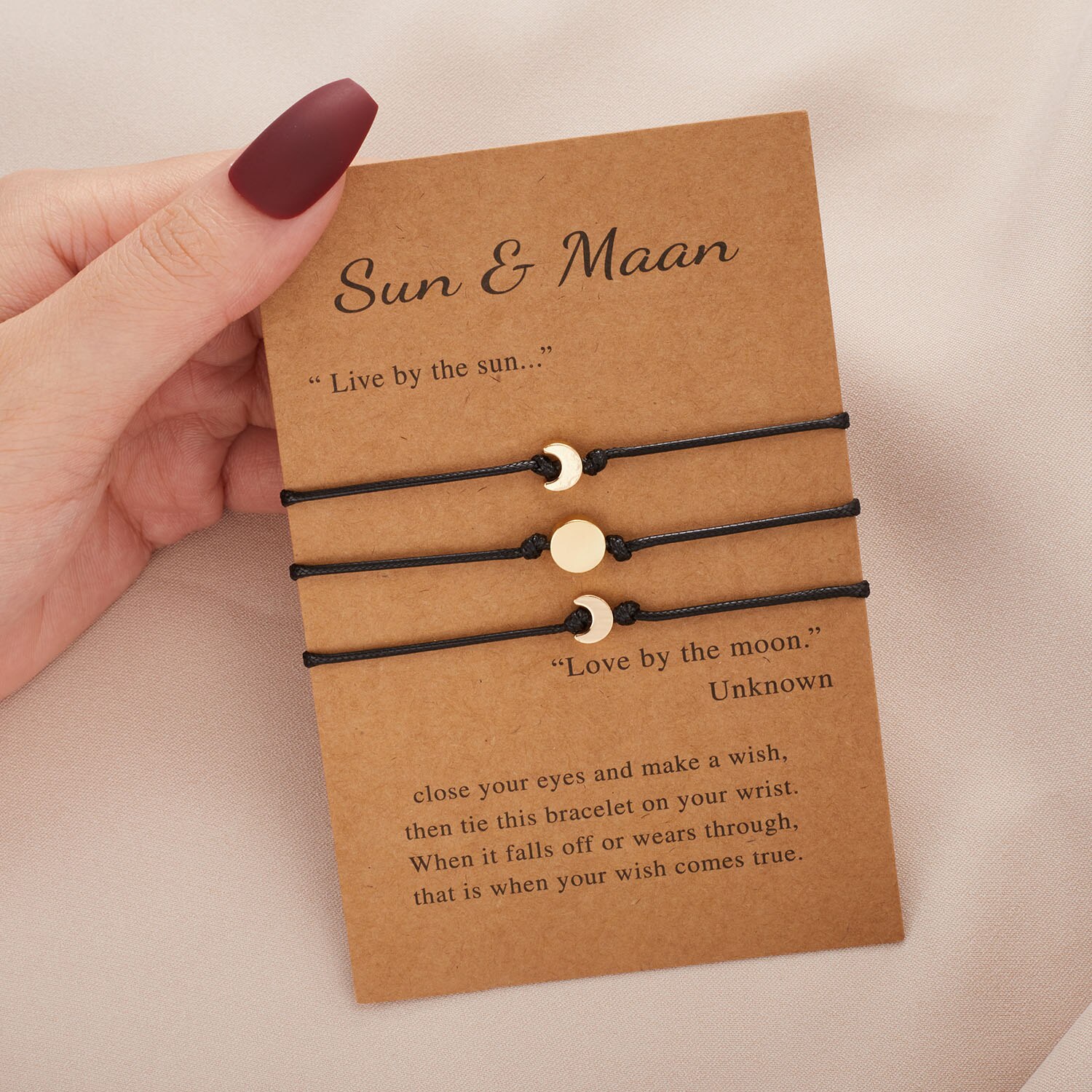 2 Stks/set Zon Maan Paar Armband Set Rvs Charm Handgemaakte Touw Verstelbare Armbanden Voor Vrouwen Vriendschap Sieraden