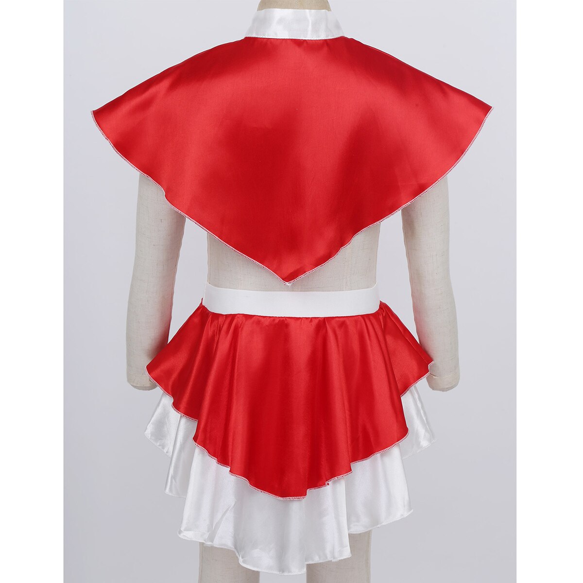 ChicTry Kids Girls Christmas Santa Costume Children Halloween Cosplay Party Red Satin Cape with Skirt Dance Show Fancy Dress Set