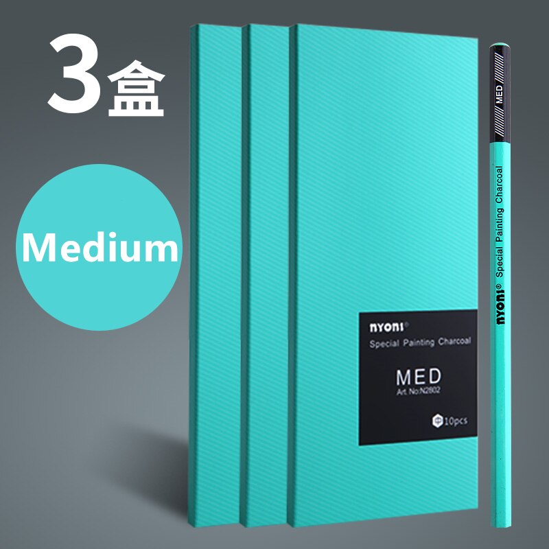 10 sztuk/zestaw profesjonalny szkic ołówek węglowy zestaw N2802 miękkie średnio twarde 14B kredki artykuły biurowe: 3 Boxes średni