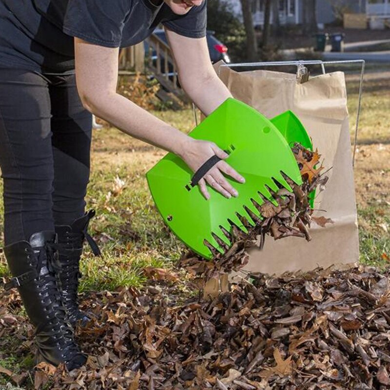 Hagehage løvscoops, plast øse gress, hånd løv elv og løvsamler til hage søppel flott verktøy sett  av 2