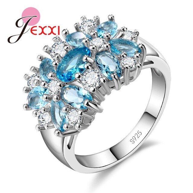 925 Sterling Silber Frauen, Verlobung, Hochzeit Ringe Mit Farbenfrohes Shinny CZ Cubic Für Damen: 9 / Sky Blue