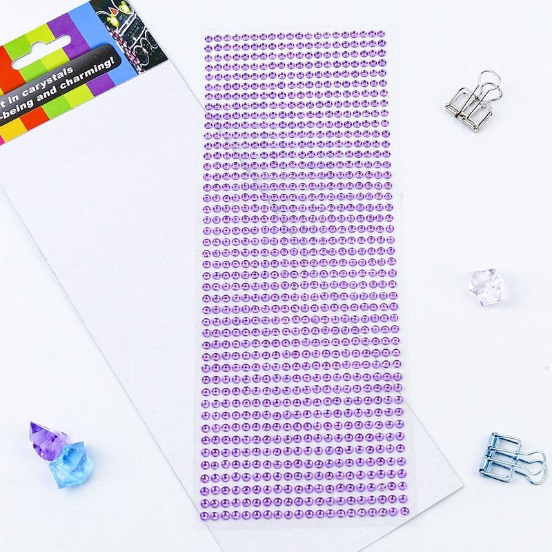 1040 stks/set 3mm Zelfklevende Acryl Strass Diy Telefoon PC Decal Art Bling Kristal Stickers Scrapbooking Muur Auto Sticker: Light Purple