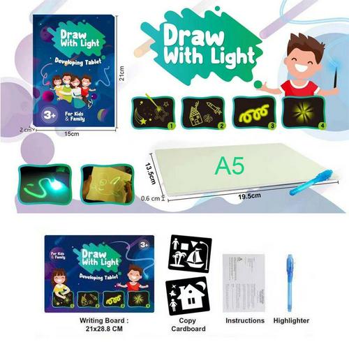 Magische Tekening Speelgoed Light Writing Pad Kids Kind Tekenen Schilderen Board Educatief Fun Tekening Speelgoed: A5