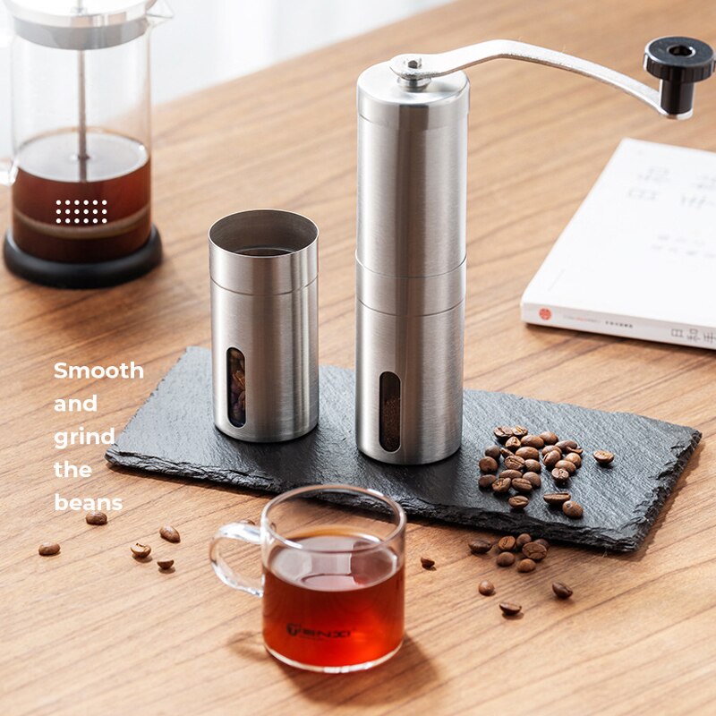 Silver Manual Coffee Grinder Mini Stainless Steel Handmade Coffee Bean Burr Grinder Tool Coffee Grinders Kitchen Coffee Tools
