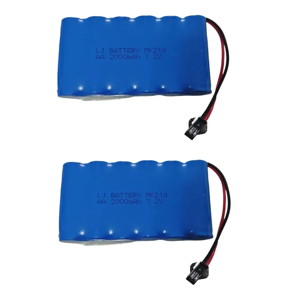 Paquete de batería AA MK21d de 7,2 V y 2000mAh para coches RC, camiones, juguetes RC, coches, tanques, Robots, piezas, baterías recargables MK21d de 7,2 V, enchufe SM: Rojo