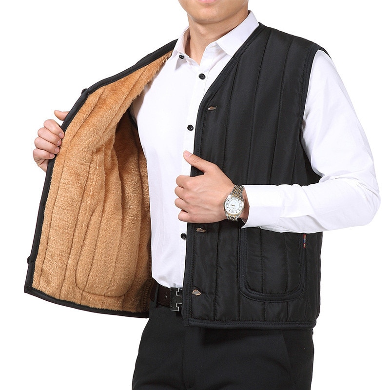 Chaleco térmico de lana para hombre, 4XL talla grande, para pesca al aire libre, ciclismo, escalada, grueso, resistente al viento, cálido, de algodón, Otoño e Invierno