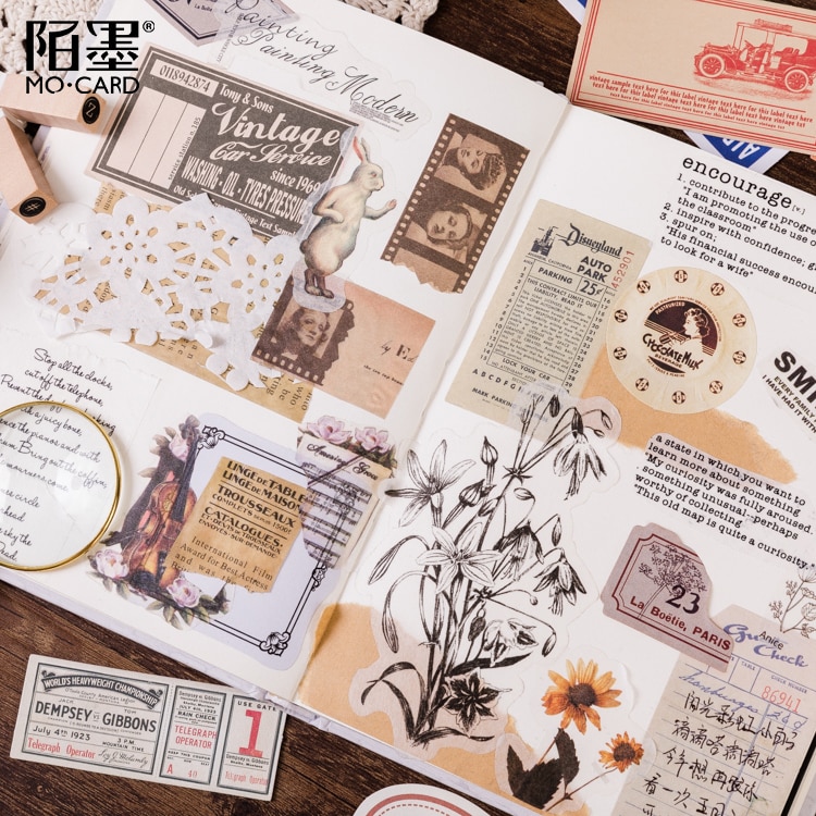 Juego de pegatinas de papelería Kawaii Vintage, etiqueta adhesiva, escuela, oficina, , álbum de recortes, 60 unids/paquete