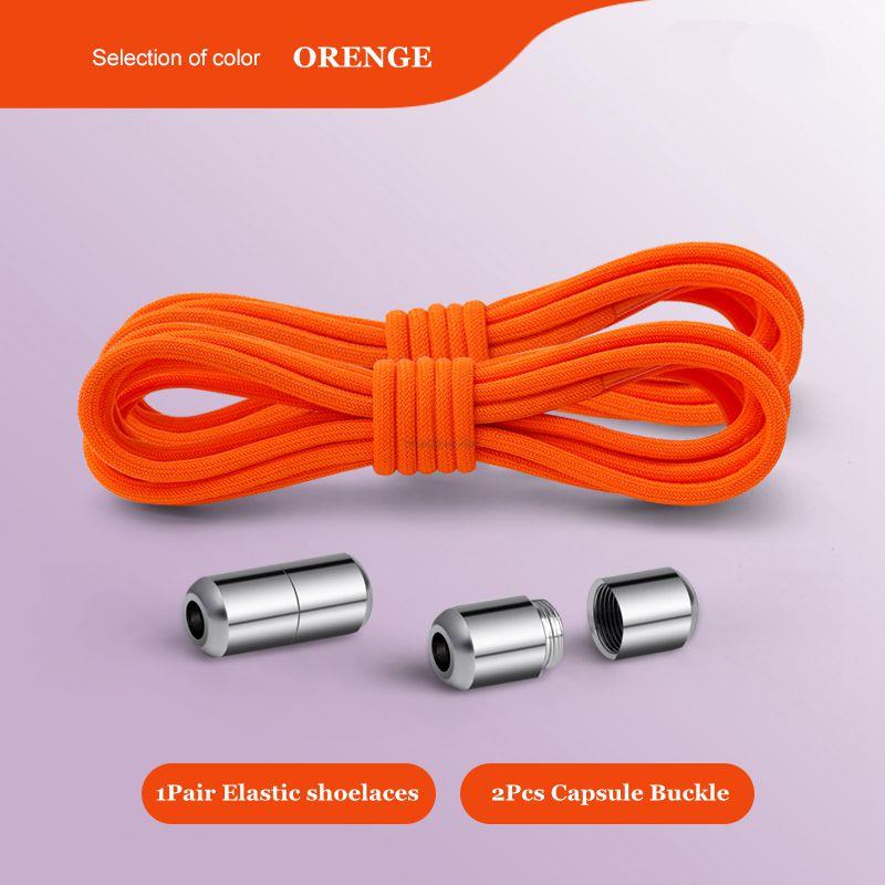 Lacets de chaussures sans cravate, lacets élastiques, baskets, lacets ronds sans attaches, chaussures rapides pour enfants et adultes, élastiques pour chaussures: Orange