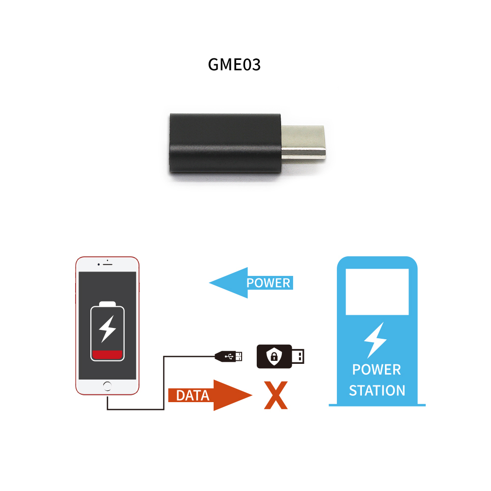 Usb mobiltelefon datablokker, forsvarer, blokkerer uønsket dataoverføring, beskytter telefonen mot offentlige ladestasjoner hack proof