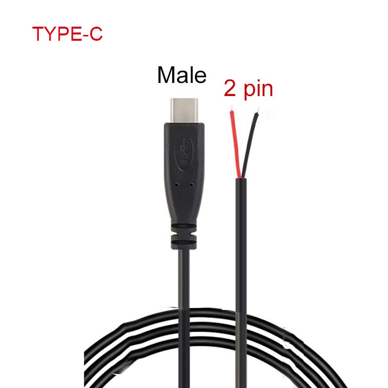 Connecteur Micro USB 2.0 Type C, 5 Types de fils, alimentation électrique, câble d&#39;extension, chargeur mâle vers femelle, ligne de données à 2 broches et 4 broches: TYPE-C male 2pin