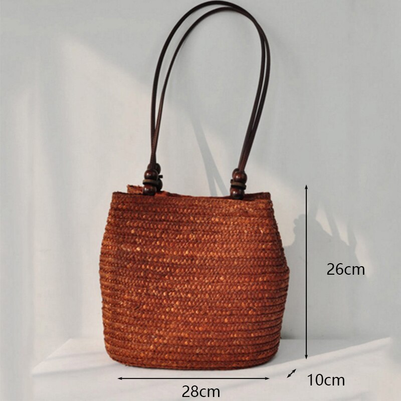 Gus borse da spiaggia in paglia grande borse da donna moda estiva donna 2022 borse da donna Casual borsa a tracolla nappa cerniera Bolsas: b-Brown