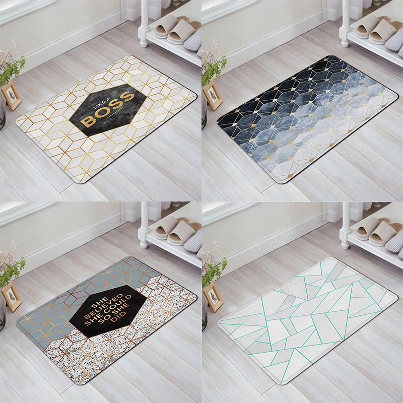Alfombra de puerta con estampado geométrico, decoración para el hogar y el baño