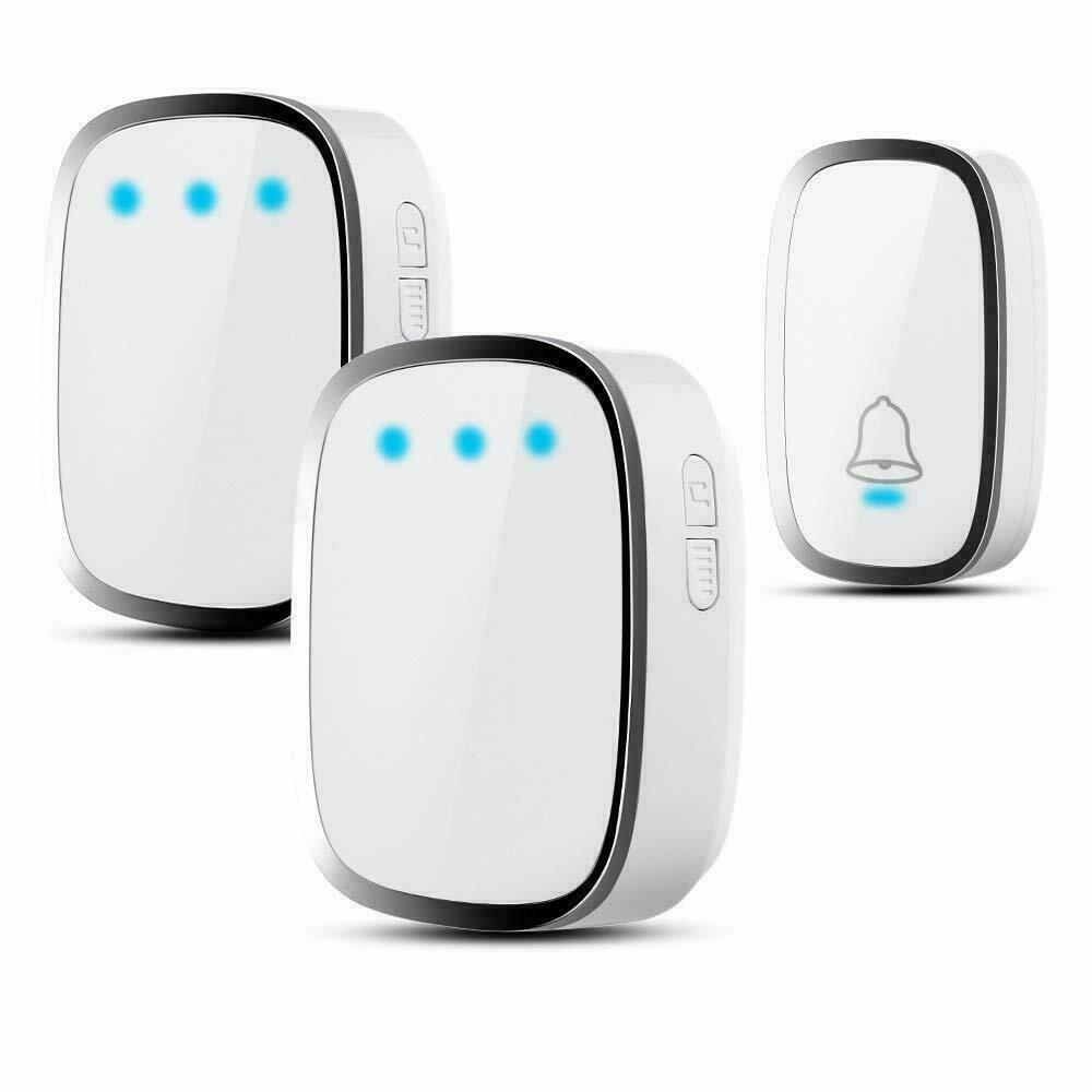 Wireless Door Bell Home Doorbell Plug In Cordless Loud Chime LED 36 Tunes Waterproof Cordless Ring Dong: 2 receiver / EU Plug