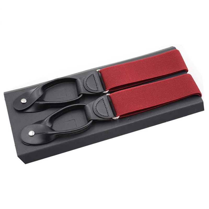 Knappar hängslen man& #39 ;s hängslen unisex svart läder hängslen y-back ligas tirantes 3.5*120cm 7 färger